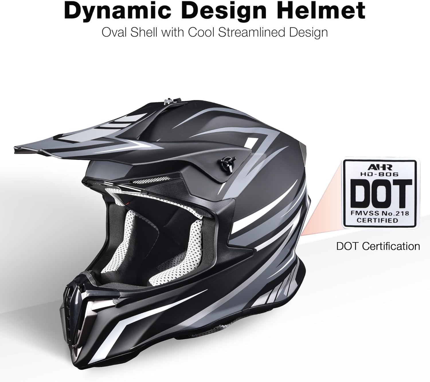 AHR DOT – Casco de motocicleta de cara completa para motocross todoterreno ATV MLXL para adulto
