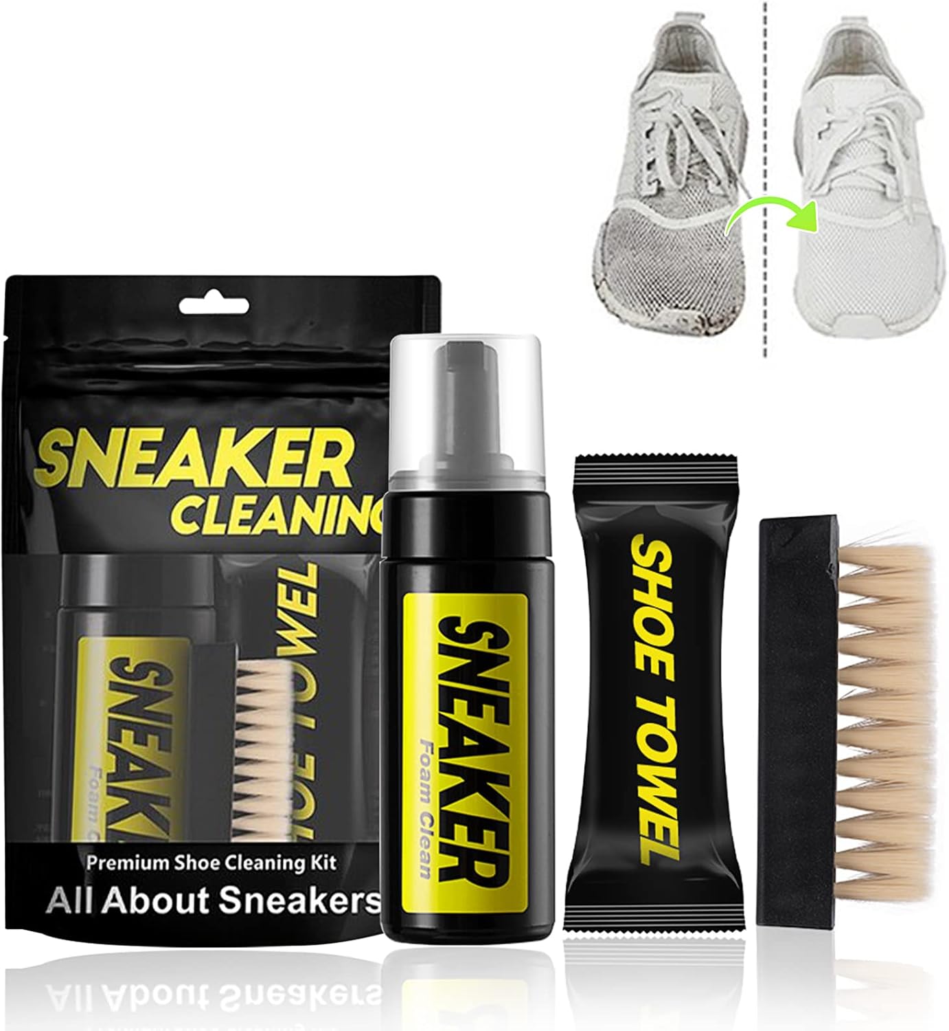 Ganbaro Kit limpiador de zapatos, limpiador de zapatos blanco, kit de limpieza de zapatos para zapatos de malla, zapatos blancos, zapatos de