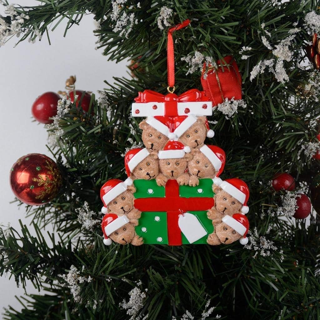 Adorno navideño de familia de 9 osos  Adorno personalizado de familia de osos 2023  Caja única de adornos de Navidad  Regalos para niños, nietos,