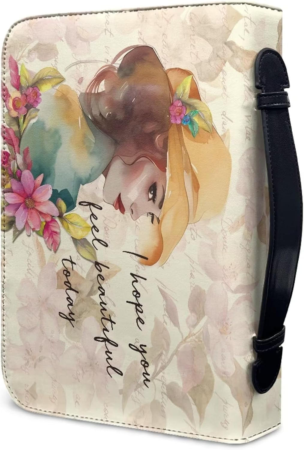 Fundas de Biblia con estampado floral para mujeres y hombres, con texto en inglés “I Hope You Feel Beautiful Today”, bolsa para la Biblia para niños