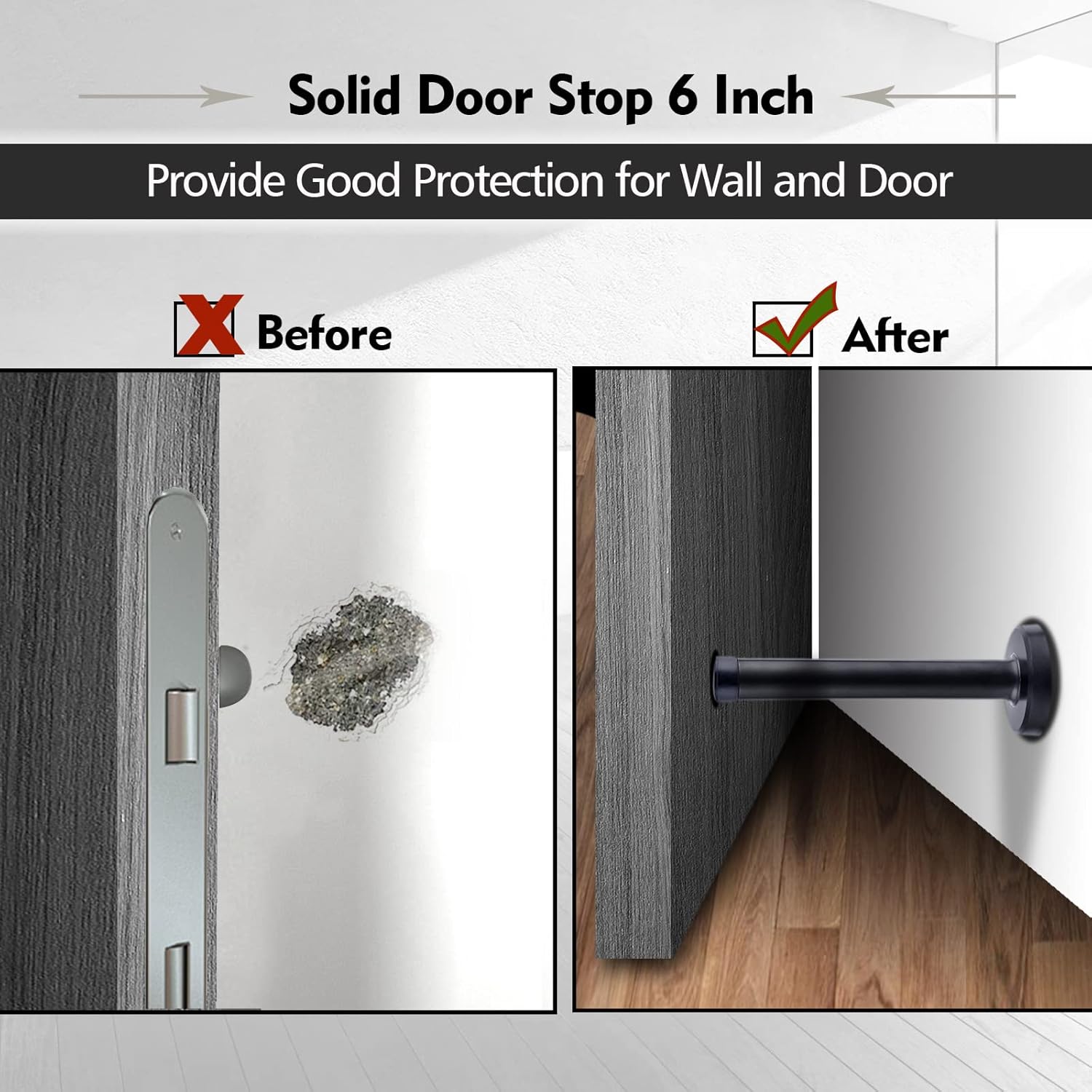 Topes de puerta, tope de puerta largo, tope de puerta de 5 pulgadas, topes de puerta negros para montaje en pared, tope de puerta de acero