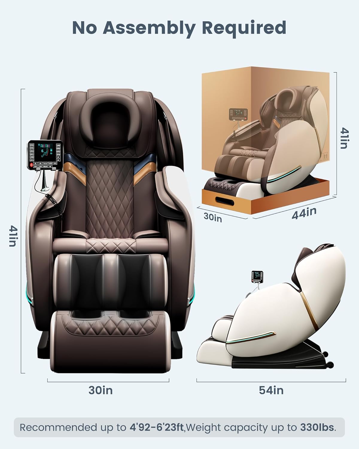 Silla de masaje reclinable con gravedad cero, silla de masaje de cuerpo completo, bolsa de aire sin montaje con altavoz Bluetooth, rodillo de pie