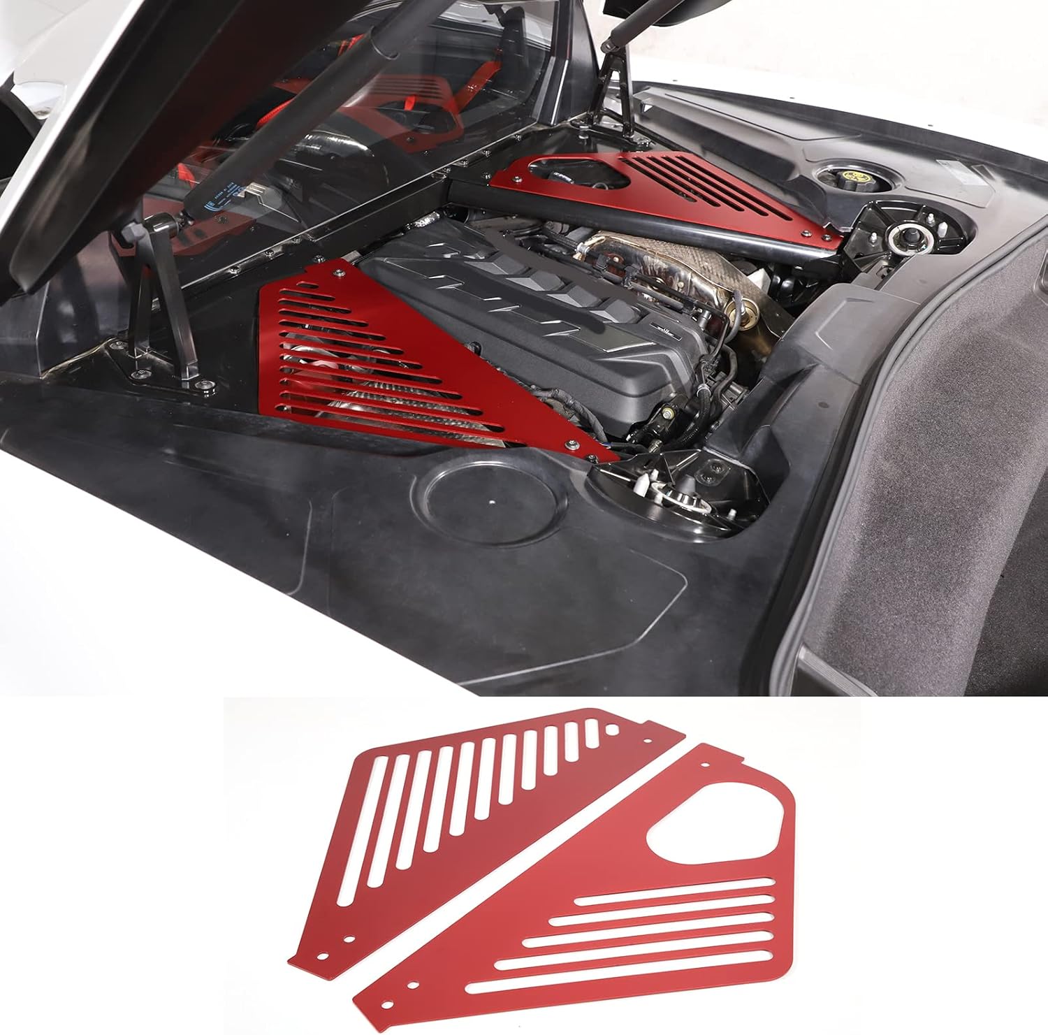 Cubierta de panel de bahía de motor compatible con Chevrolet Corvette C8 Stingray 2020-2024, compartimento de aluminio para motor izquierdo derecho