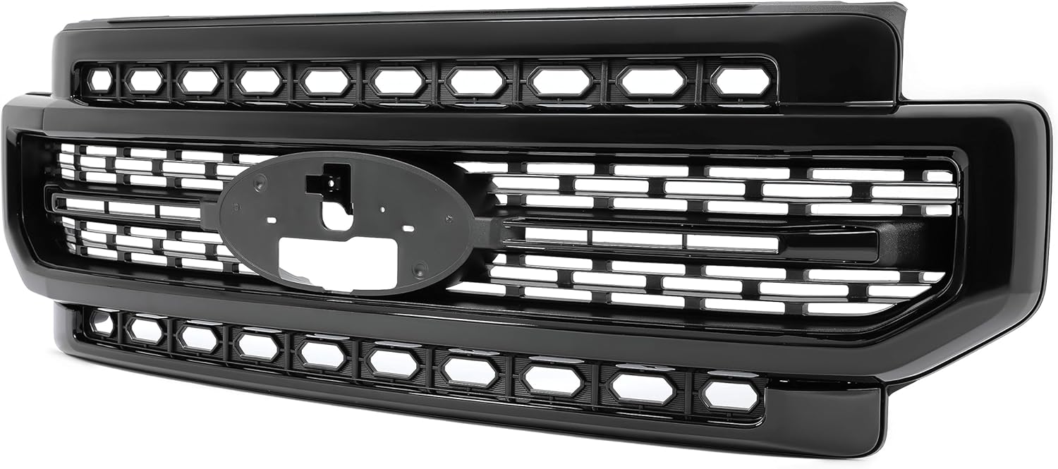 HECASA Rejilla superior delantera compatible con Ford F250 F350 2020-2022 Super Duty Parrilla de parachoques pintada de negro
