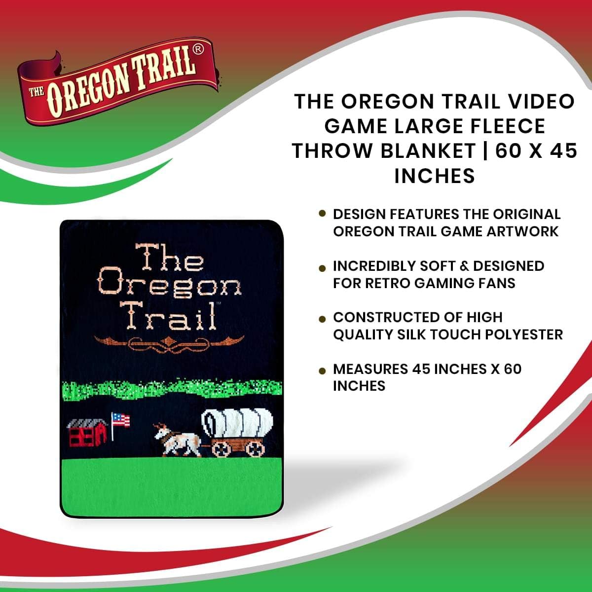 JUST FUNKY The Oregon Trail – Manta de forro polar grande de forro polar  Mantas suaves y mantas de The Oregon Trail  Mantas oficiales de