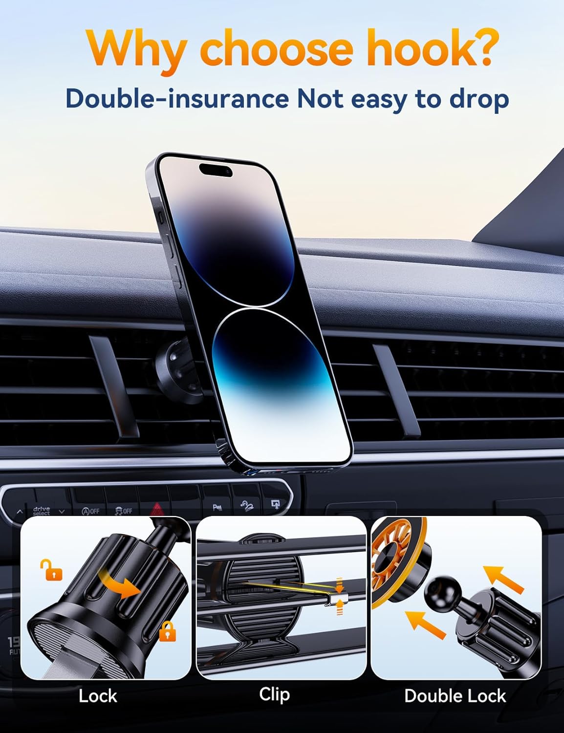 Soporte para automóvil MagSafe – 20 imanes fuertes Soporte magnético para teléfono celular con ventilación de aire, soporte universal para iPhone