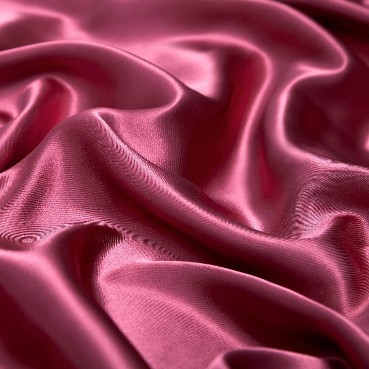 Krissh – Juego de sábanas de seda satinada suave de 6 piezas, tamaño Queen, color rojo vino claro, sábana encimera ajustable (bolsillo profundo de