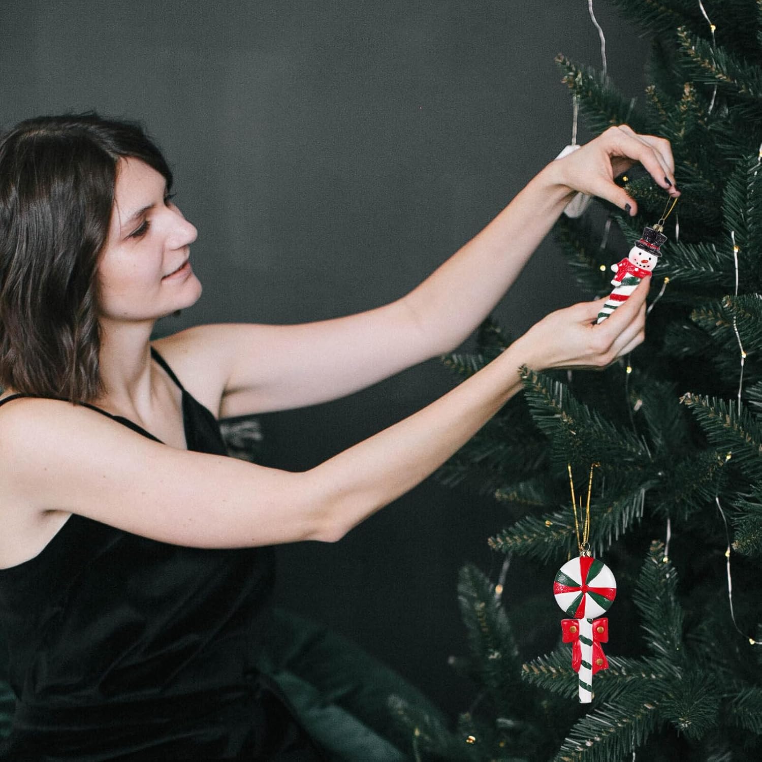 3 piezas de decoración de árboles de Navidad, piruletas colgantes de bastón de caramelo para decoración de árbol de Navidad