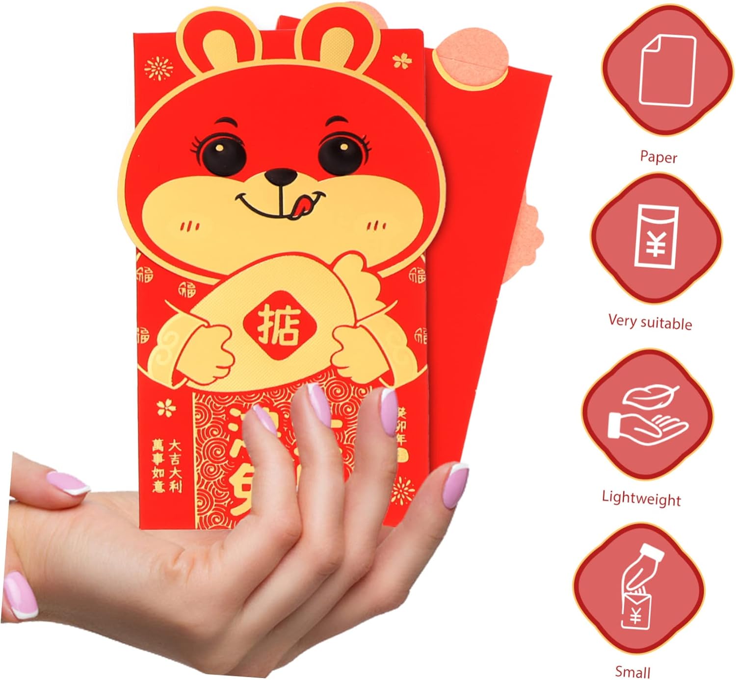 ABOOFAN 54 Pcs Year of The Rabbit Red Envelope Bag Li Xi Red Envelope Traditional Red Pocket New Year Red Envelopes Luck Money Bag Red Gifts Child