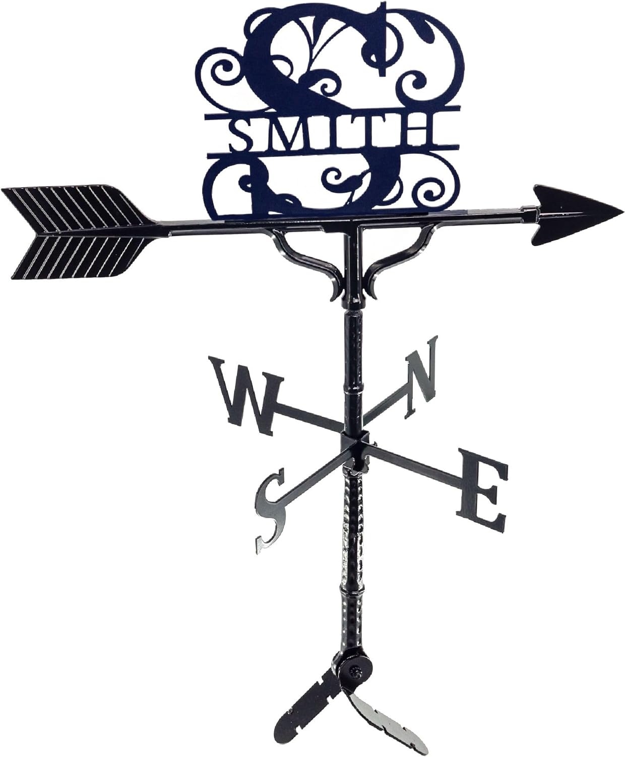 Veleta personalizada con monograma – Letrero de nombre de metal – Decoración al aire libre – Soporte de techo incluido – Metal fundido – Fácil de
