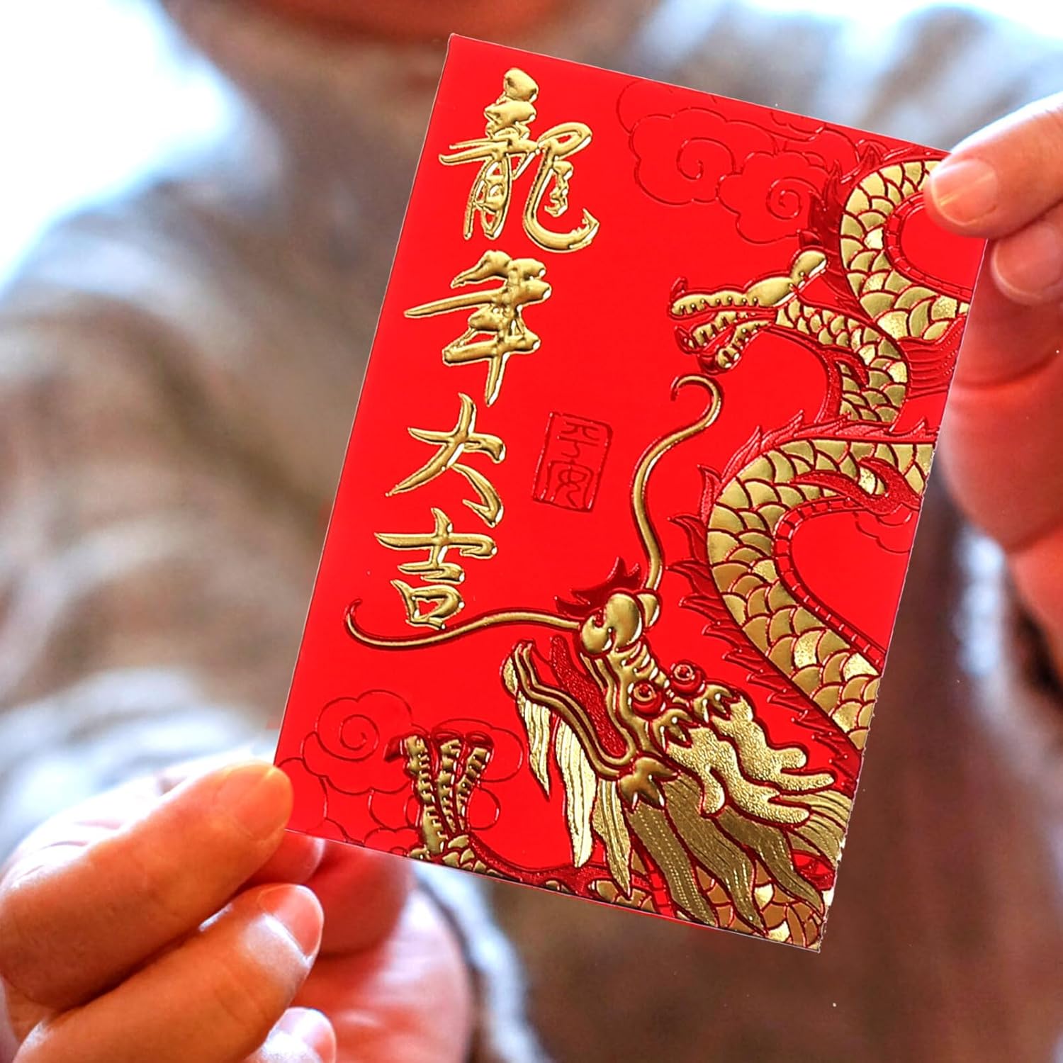 Cabilock 60 sobres rojos 2024 Dragón chino Año Nuevo Dinero Bolsillos Lucky Hong Bao regalo sobres de dinero en efectivo paquetes para Año Nuevo