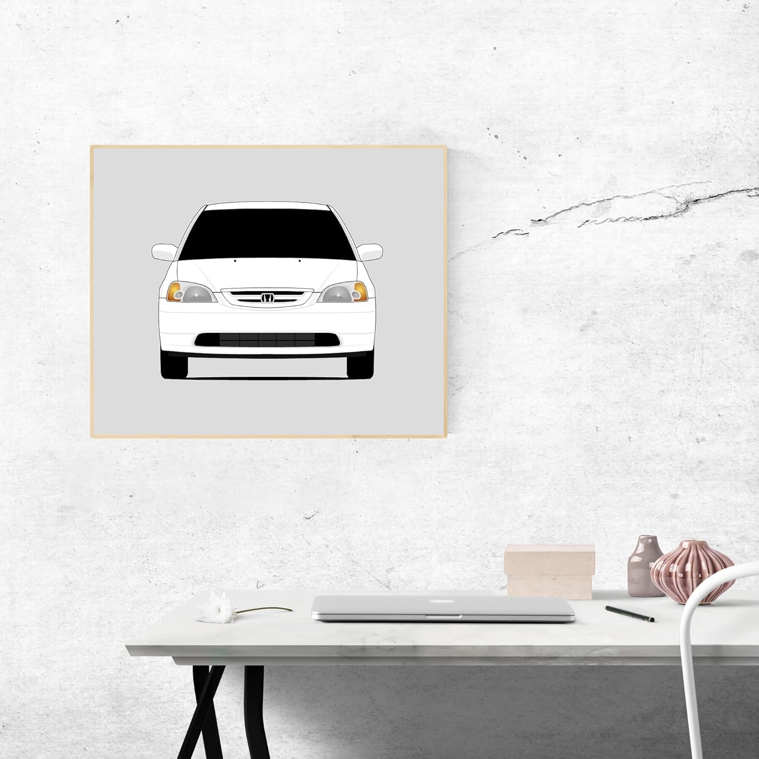 Honda Civic Coupe (2000-2005) 7th Generation Inspired Poster Print Wall Art Decor Handmade EX HX LX (EM EP ES EU) (Unframed)