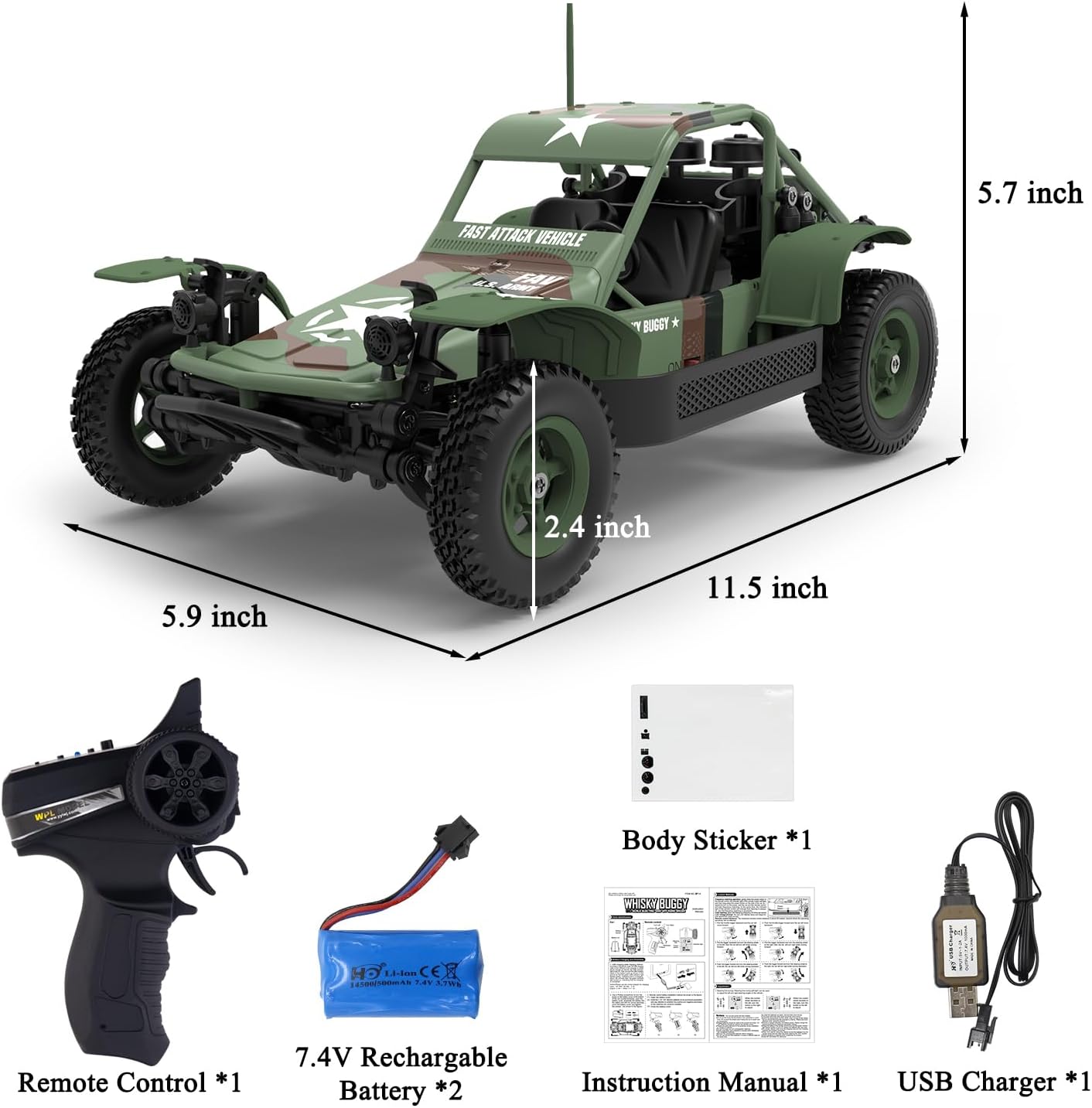 Camión de control remoto del ejército táctico camión 4WD comando militar vehículo todoterreno RC coche con luces niños HobbyToy
