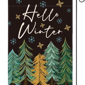 AVOIN colorlife Bandera de jardín con diseño de copo de nieve con diseño de árbol de Navidad de 12 x 18 pulgadas, de doble cara, bandera decorativa AVOIN colorlife Bandera de jardín con diseño de copo de nieve con diseño de árbol de Navidad de 12 x 18 pulgadas, de doble cara, bandera decorativa