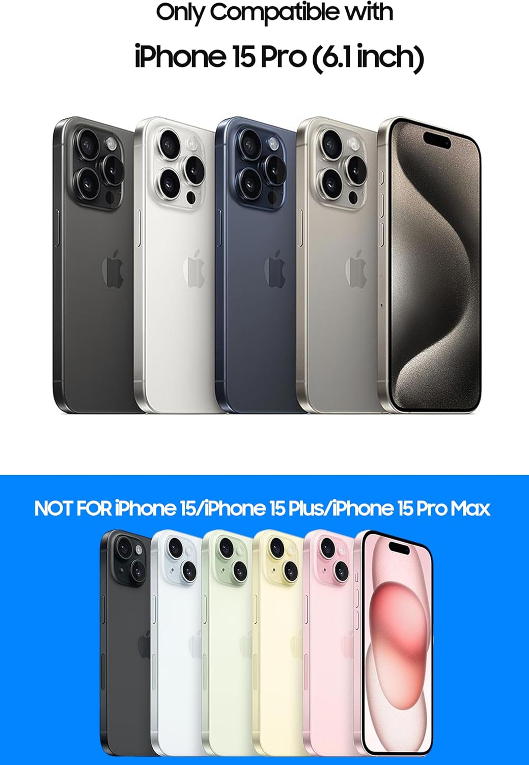 Funda sin marco para iPhone 15 Pro con protector de lente de cámara, funda delgada y suave de TPU a prueba de golpes, carcasa minimalista pero
