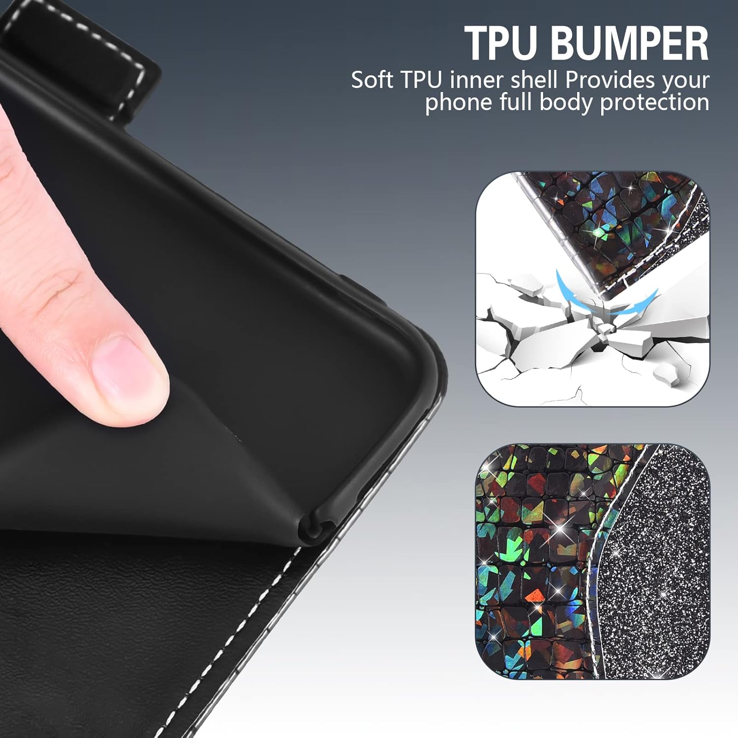 Asuwish Funda de teléfono para iPhone 13 Pro Max 2021 de 6.7 pulgadas, funda tipo cartera con protector de pantalla y tarjetero abatible con