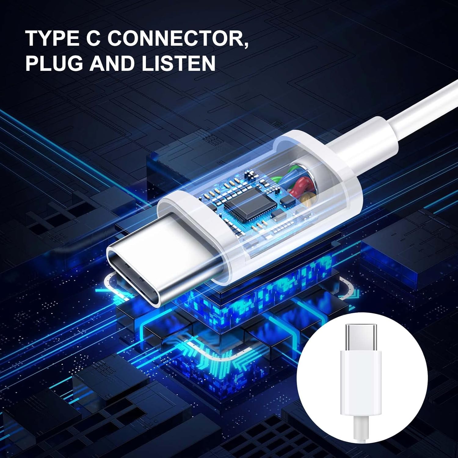 Auriculares USB tipo C para iPhone15, Samsung Galaxy S23, Ultra S23+, S23 Plus, auriculares USB C enchufables, micrófono integrado y control de