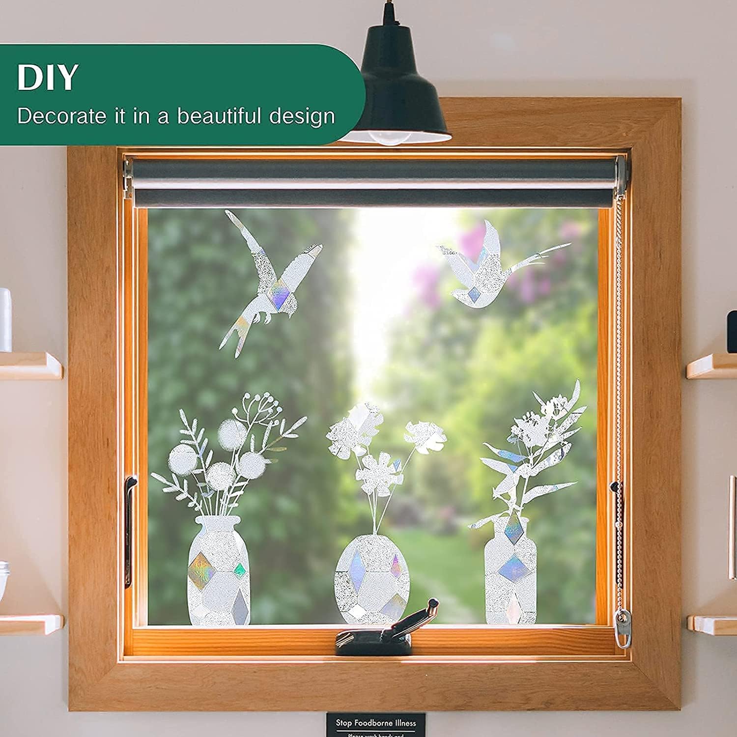 Coavas Película decorativa para ventana de vidriera Película decorativa para ventana, privacidad 3D, adherencia estática, bloqueo de calor, anti UV,