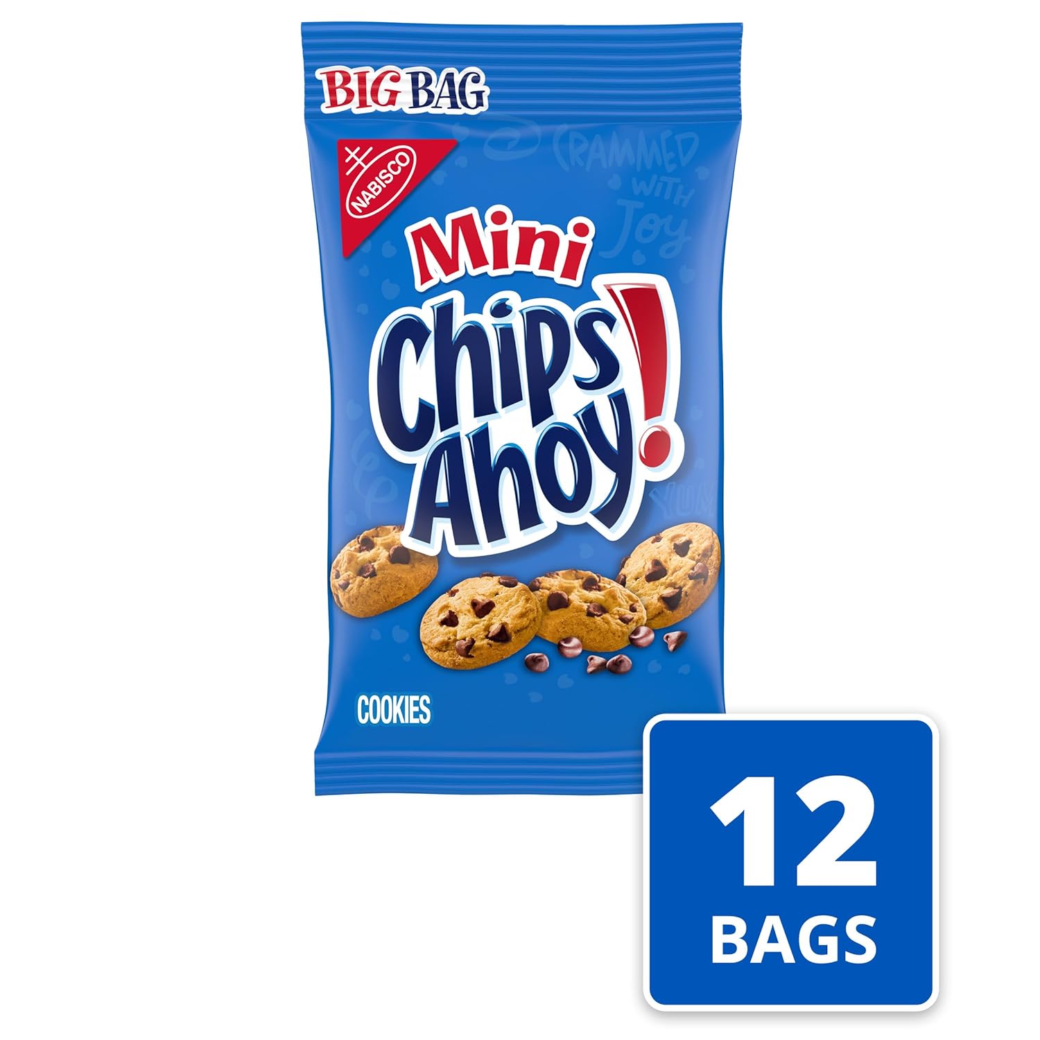 CHIPS AHOY! Mini galletas con chispas de chocolate originales, 12 bolsas grandes de 3 onzas