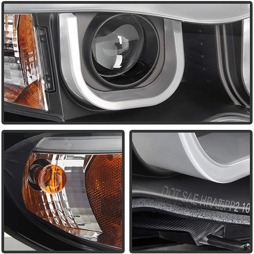 ACANII – Para modelo halógeno 2002-2005 BMW E46 Sedan Serie 3 LED Tubo Negro Proyector Faros Faros Montaje