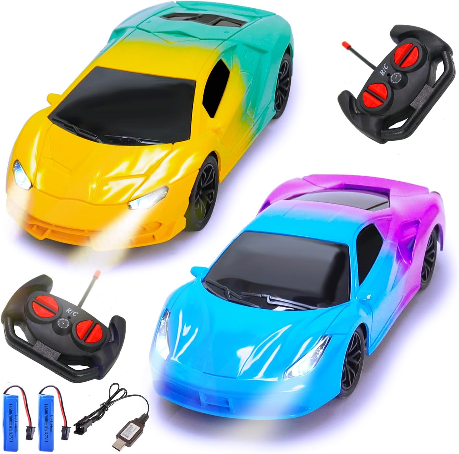 Remote Control Race Car for Boys Girls 3-5 Years- 2 Toddler Remote Control Cars Ages 2-4 Toy Racing for 6-8 Years Old Kids New Year Christmas