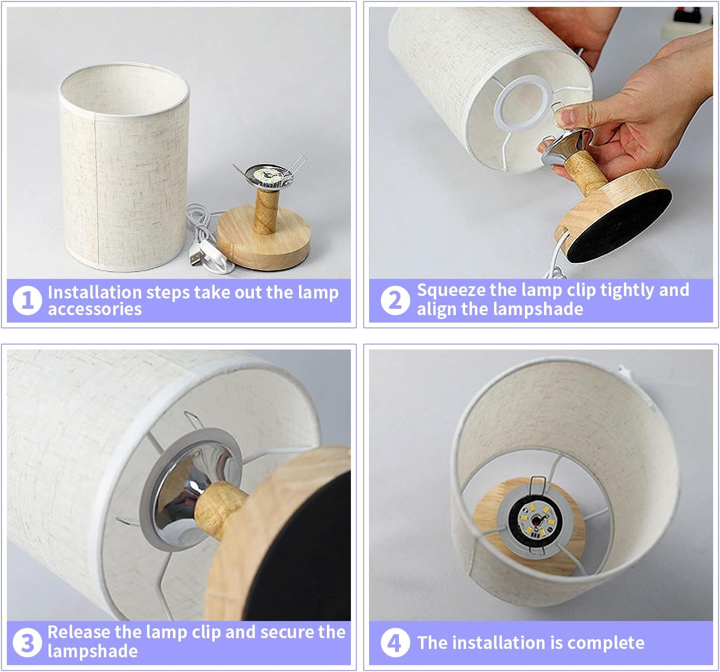 Lámpara de mesa de flores con base de madera, lámpara de mesa con pantalla de lino, lámparas pequeñas para mesita de noche, dormitorio, sala de
