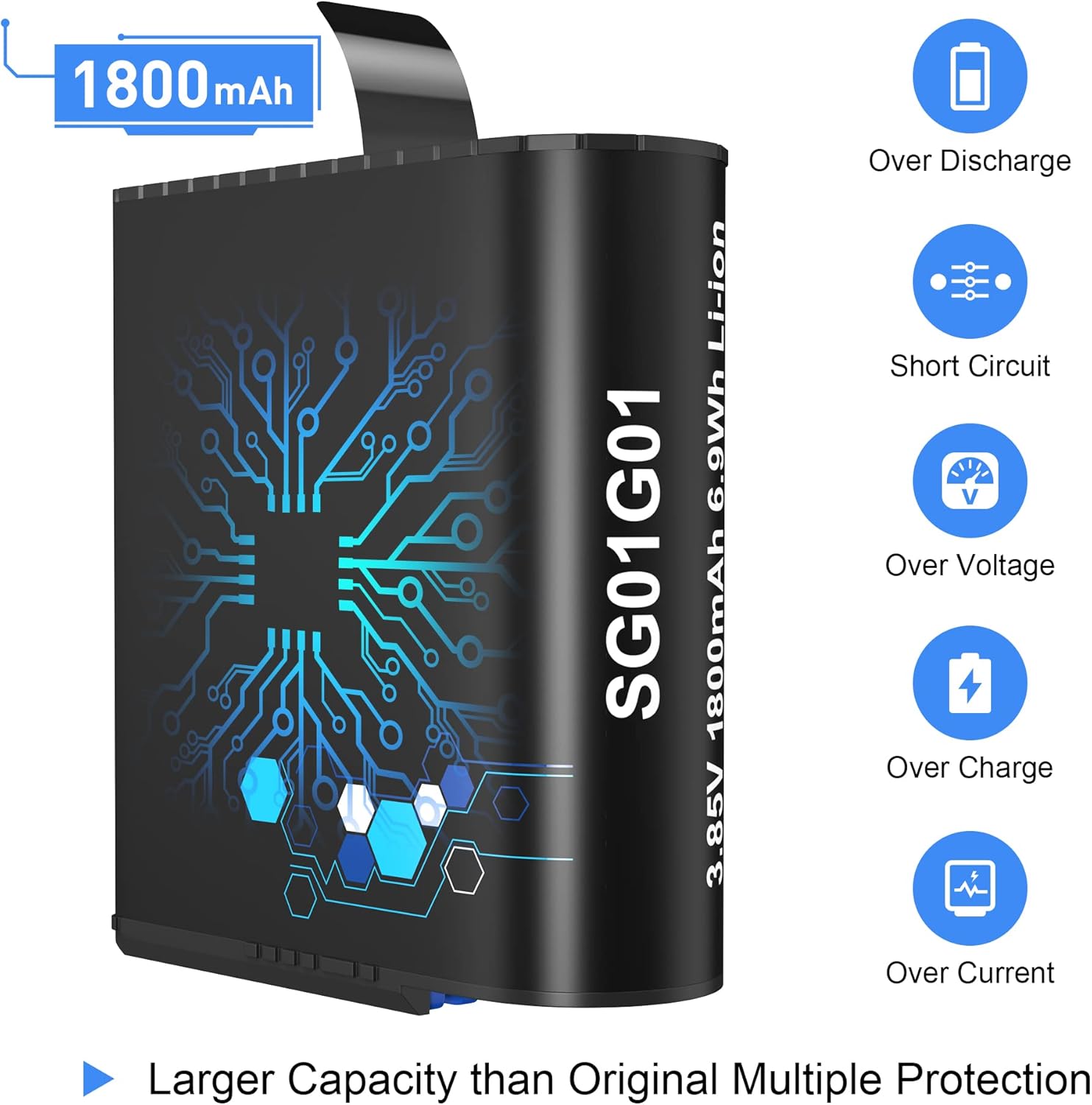 Hero 8 – Batería de repuesto de 1800 mAh para GoPro Hero 678, paquete de 3 y cargador de almacenamiento (totalmente compatible con GoPro Hero 8,