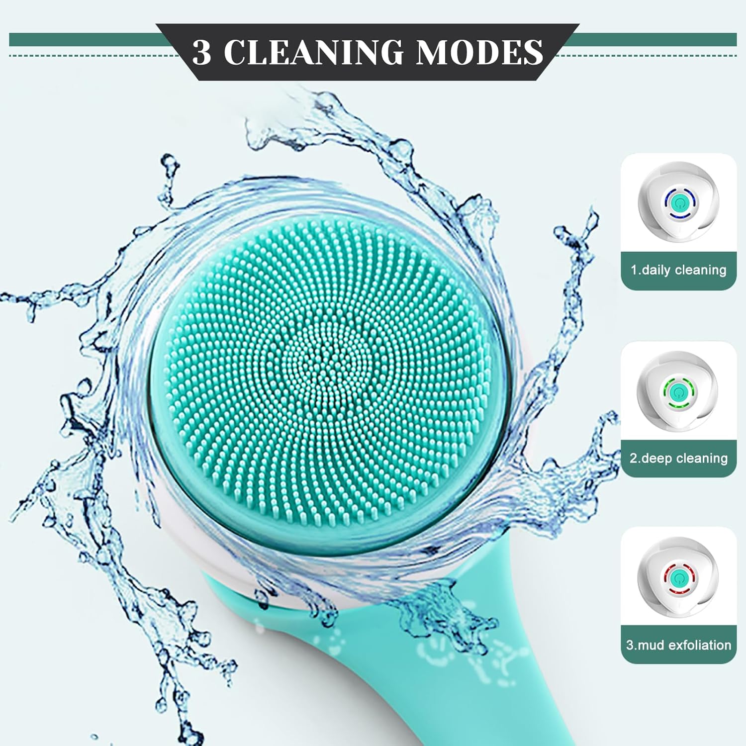 Cepillo eléctrico recargable para la parte posterior de la ducha, mango largo, exfoliante, rotativo, para ducha, baño, limpieza facial, limpiador de
