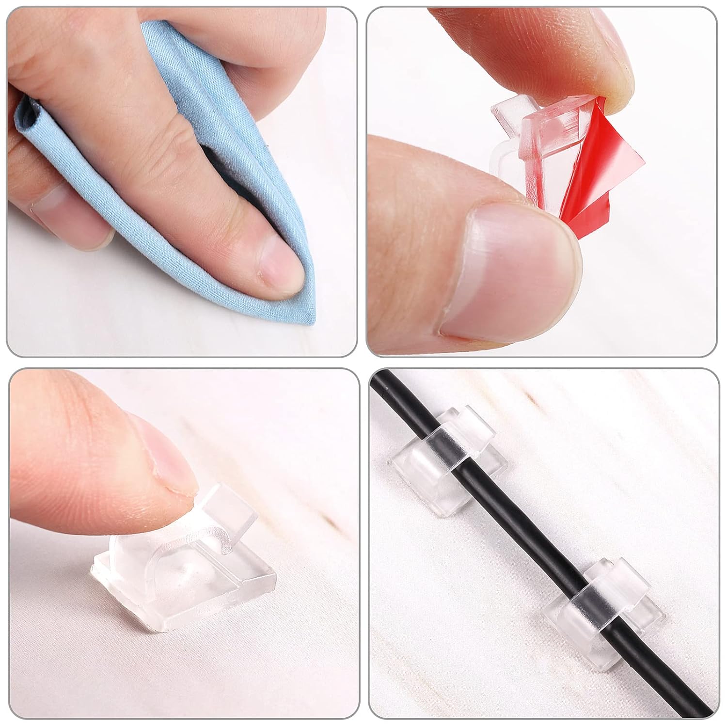 Blulu 100 clips de luz para exteriores para cadena de luces, ganchos de alambre transparentes autoadhesivos para luces colgantes, San Valentín,