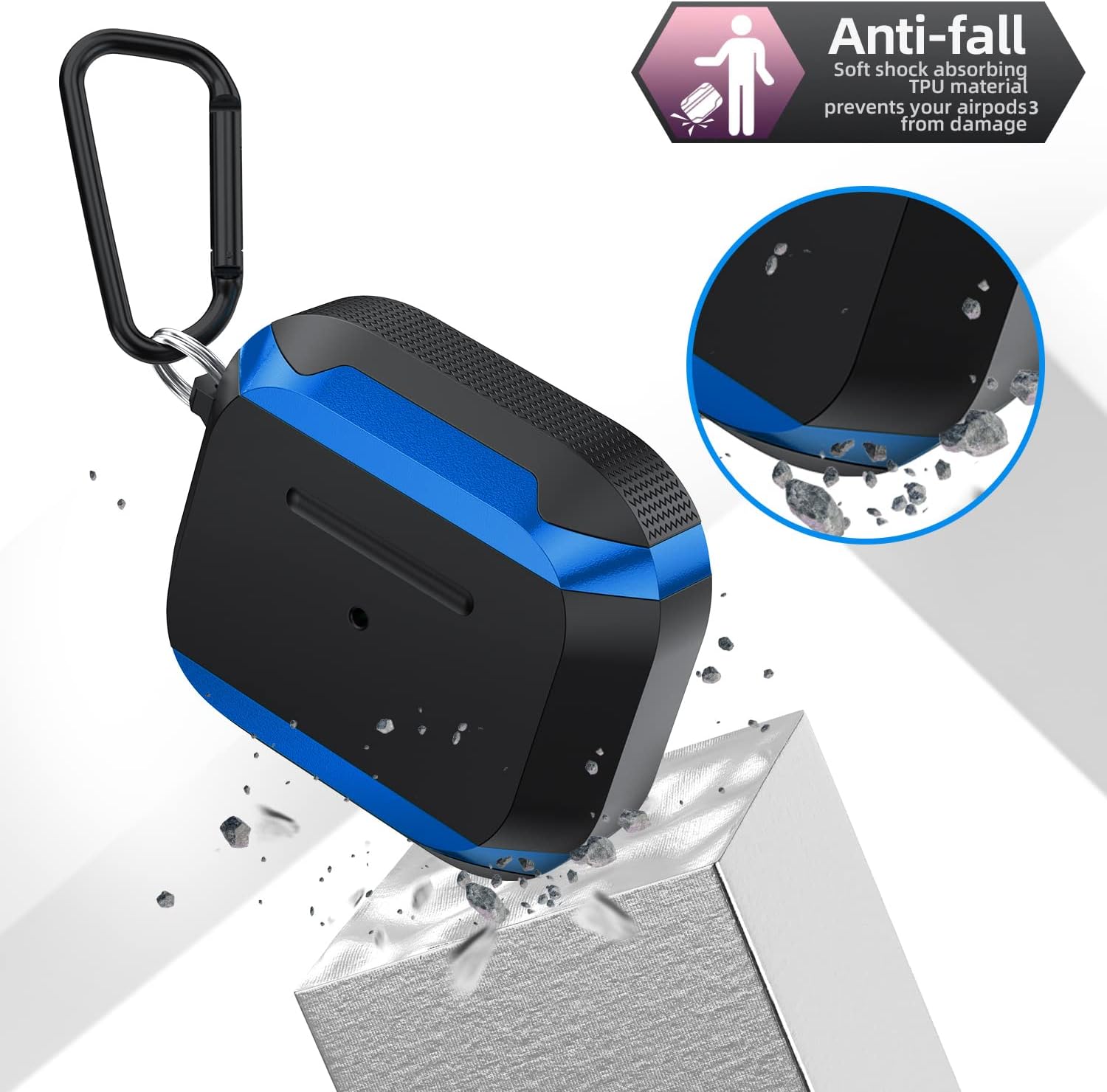 ULAK Funda compatible con AirPods 3, a prueba de golpes, diseño de cuerpo completo, funda protectora resistente con llavero para AirPods de 3