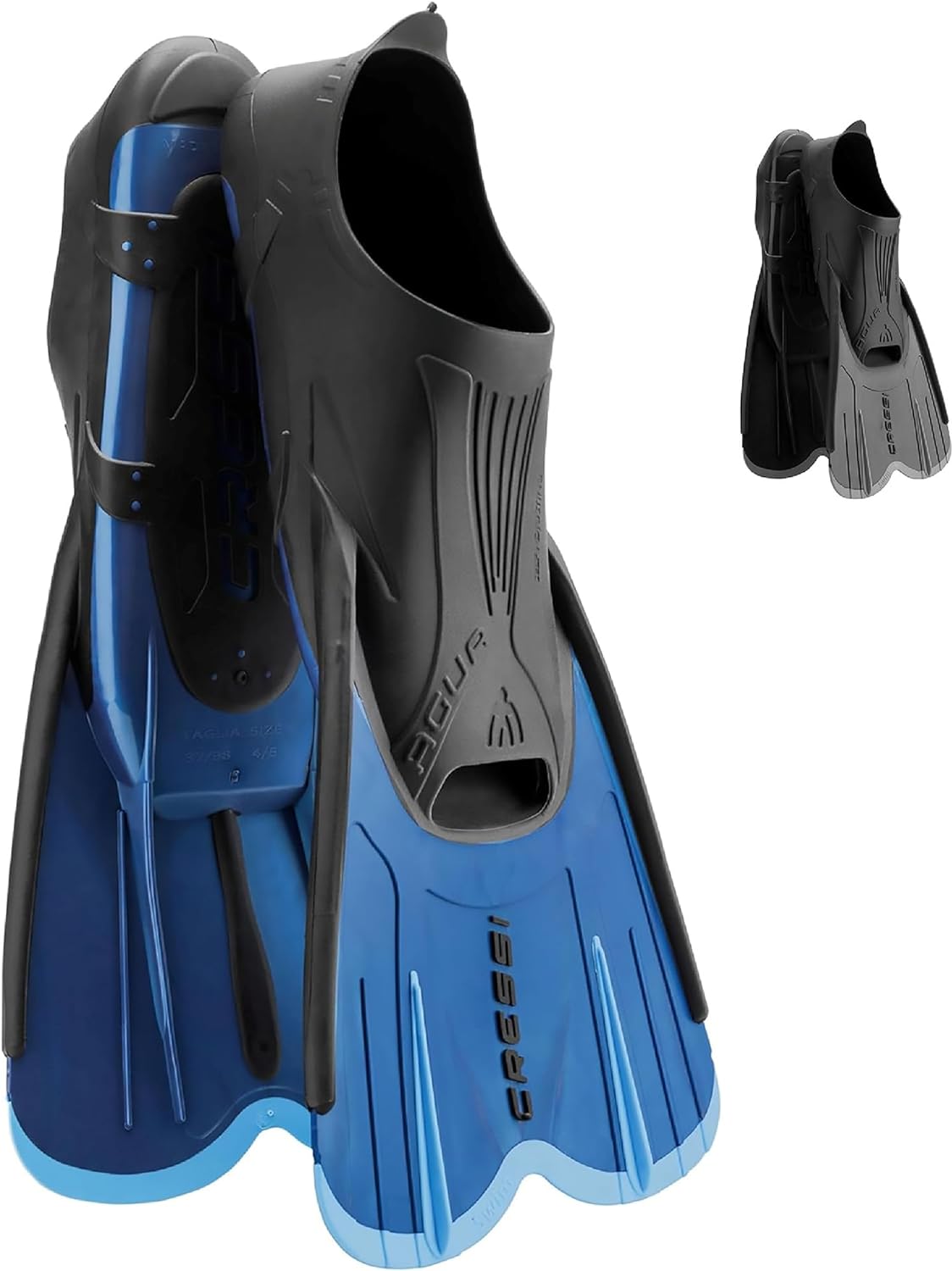 Cressi Aletas de natación cortas y ligeras para adultos con bolsillo completo autoajustable para el pie – Perfecto para viajar – Agua Short Hecho en