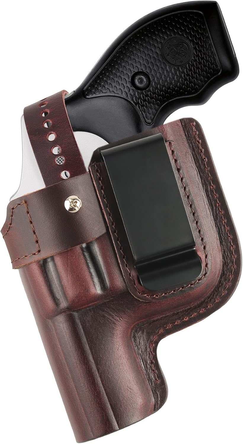 Funda de cuero de grano superior OWB J Frame Revolver para Taurus Modelo 327 605 856 905 942 para S & W 60 360PD 442 637 640 642 se adapta a SP101,