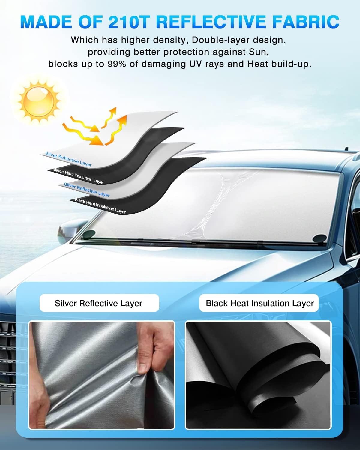 KUST Parasol para parabrisas para Toyota Crown 2023 2024, accesorios para ventana, protector de visera solar, plegable, bloquea los rayos UV,