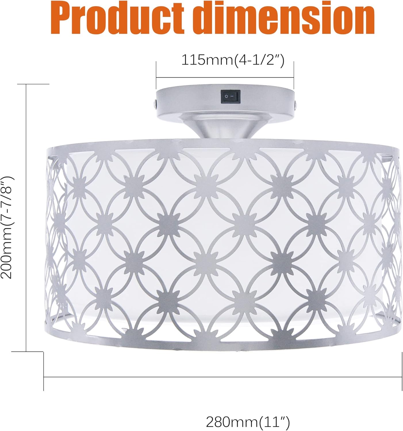 Facon Lámpara colgante de mesa de comedor de 11 pulgadas con interruptor, 2 bombillas LED E26 reemplazables, luz decorativa de tela para comedor con