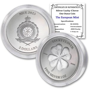 2023 No Mint Mark 1 oz Silver Lucky Clover Official Legal Tender Coin Brilliant Uncirculated (BU – in Capsule) with Certificate of Authenticity 2023 No Mint Mark 1 oz Silver Lucky Clover Official Legal Tender Coin Brilliant Uncirculated (BU – in Capsule) with Certificate of Authenticity