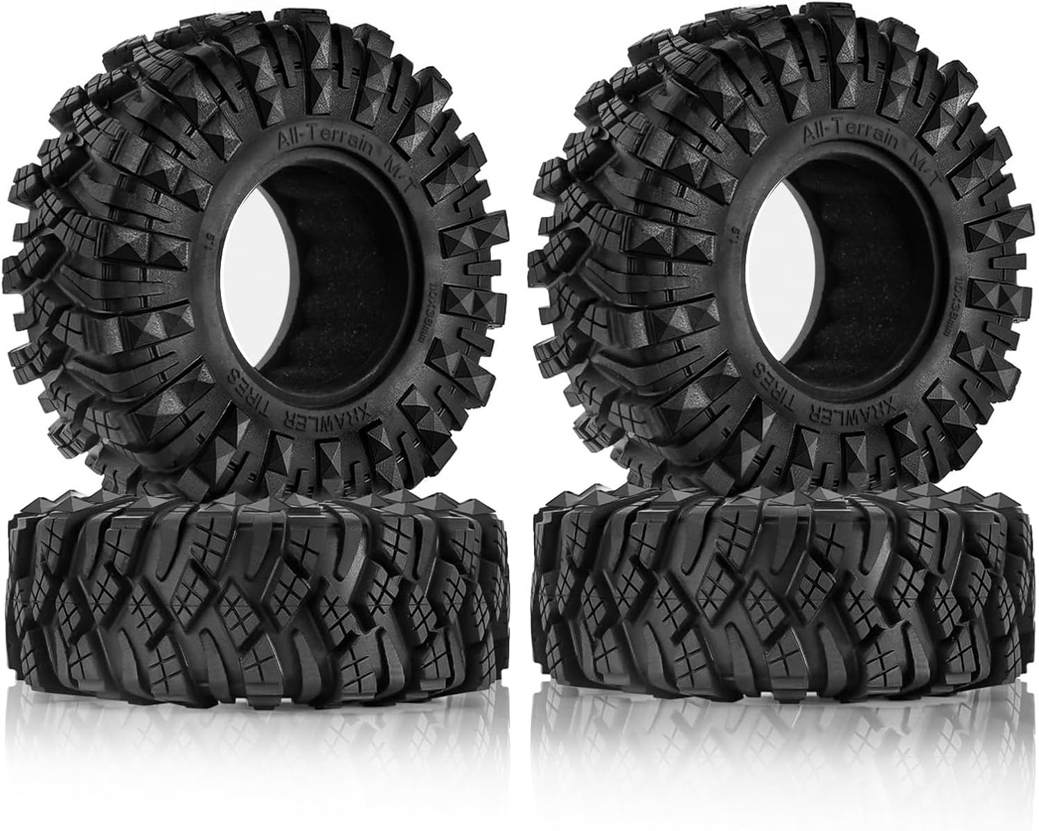 4 neumáticos 1.9 RC Rocks Crawler de goma de 4.33 pulgadas con insertos de espuma, aptos para 110 RC Rock Crawler Axial SCX10 90046 SCX10 III