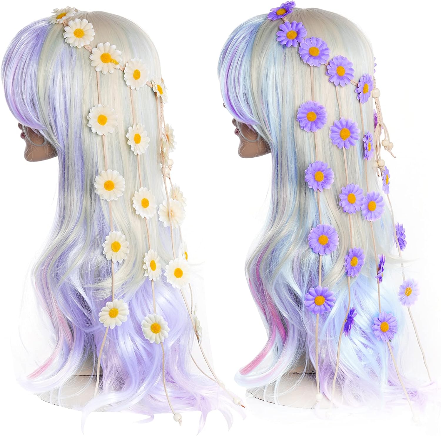 2 diademas de flores hippie corona floral verano girasol accesorios para el cabello para 70 s estilo bohemio disfraces