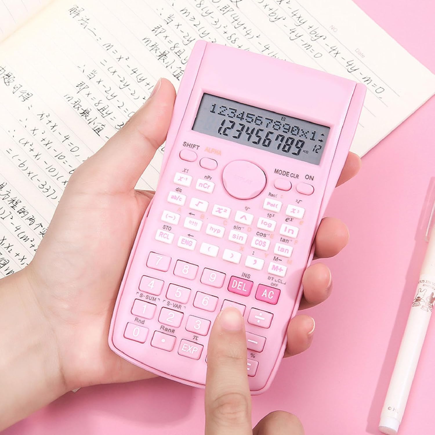 Calculadoras científicas, calculadora rosa multifuncional de 12 dígitos para estudiantes, profesores, profesionales de negocios, suministros