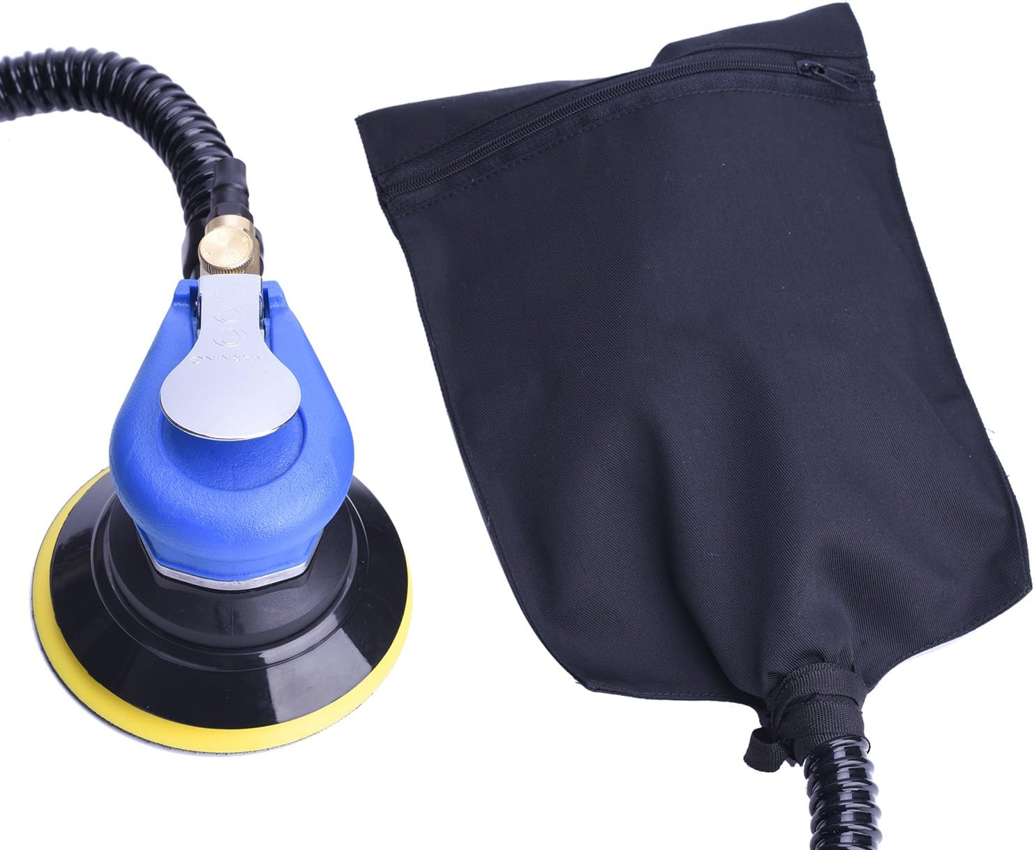 ZHONG AN Lijadora orbital profesional de 5″, lijadora de palma de doble acción para trabajo de carrocería automática, sistema de vacío de gancho y