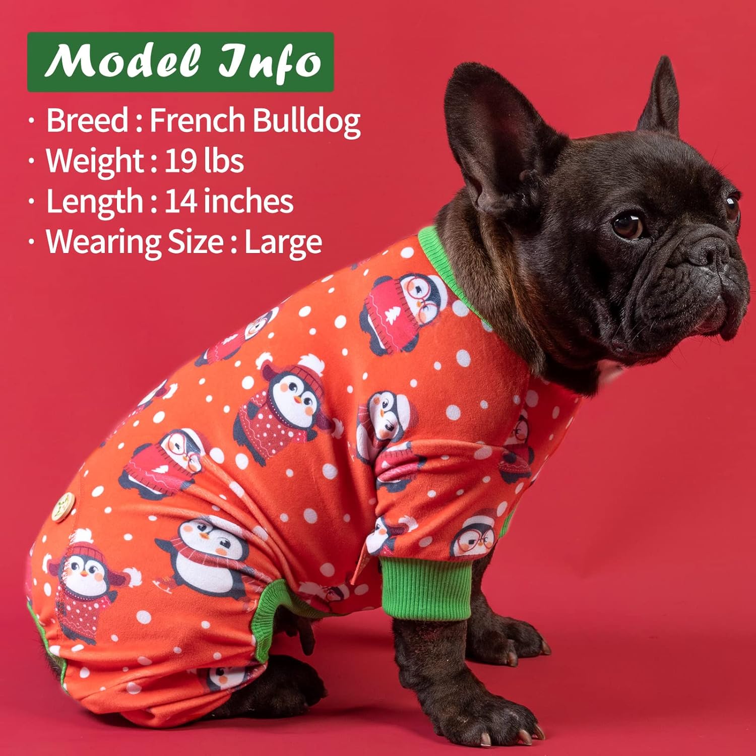 KYEESE Pijama de Navidad para perros de pingüino, pijamas para perros de Año Nuevo, pijamas de terciopelo suave para perros grandes
