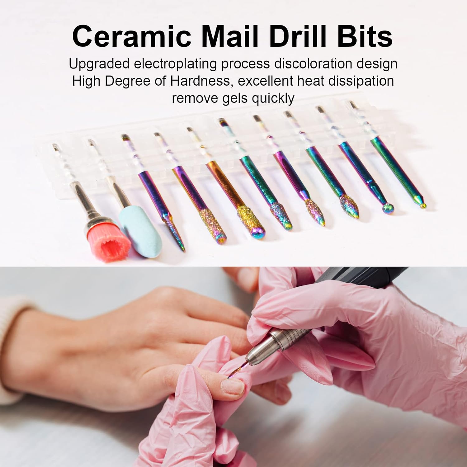 10 brocas de uñas Emery de 332 pulgadas para taladro de uñas (brocas para clavos) para uñas acrílicas, para manicura y pedicura para taladro