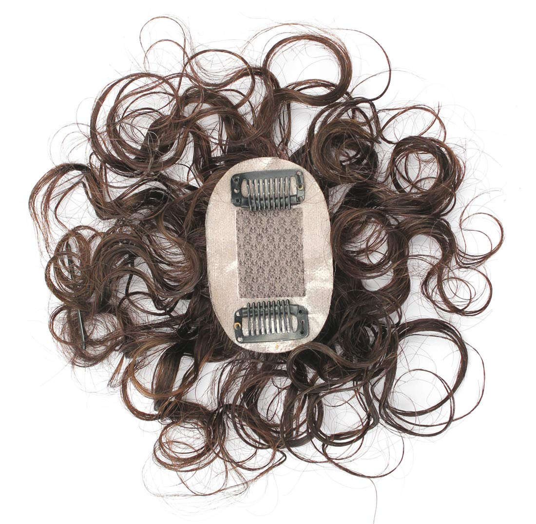 Toppers de cabello humano rizado de seda de 2 x 3 pulgadas para mujeres con cabello adelgazante de corona, 6 pulgadas con clip corto en piezas de
