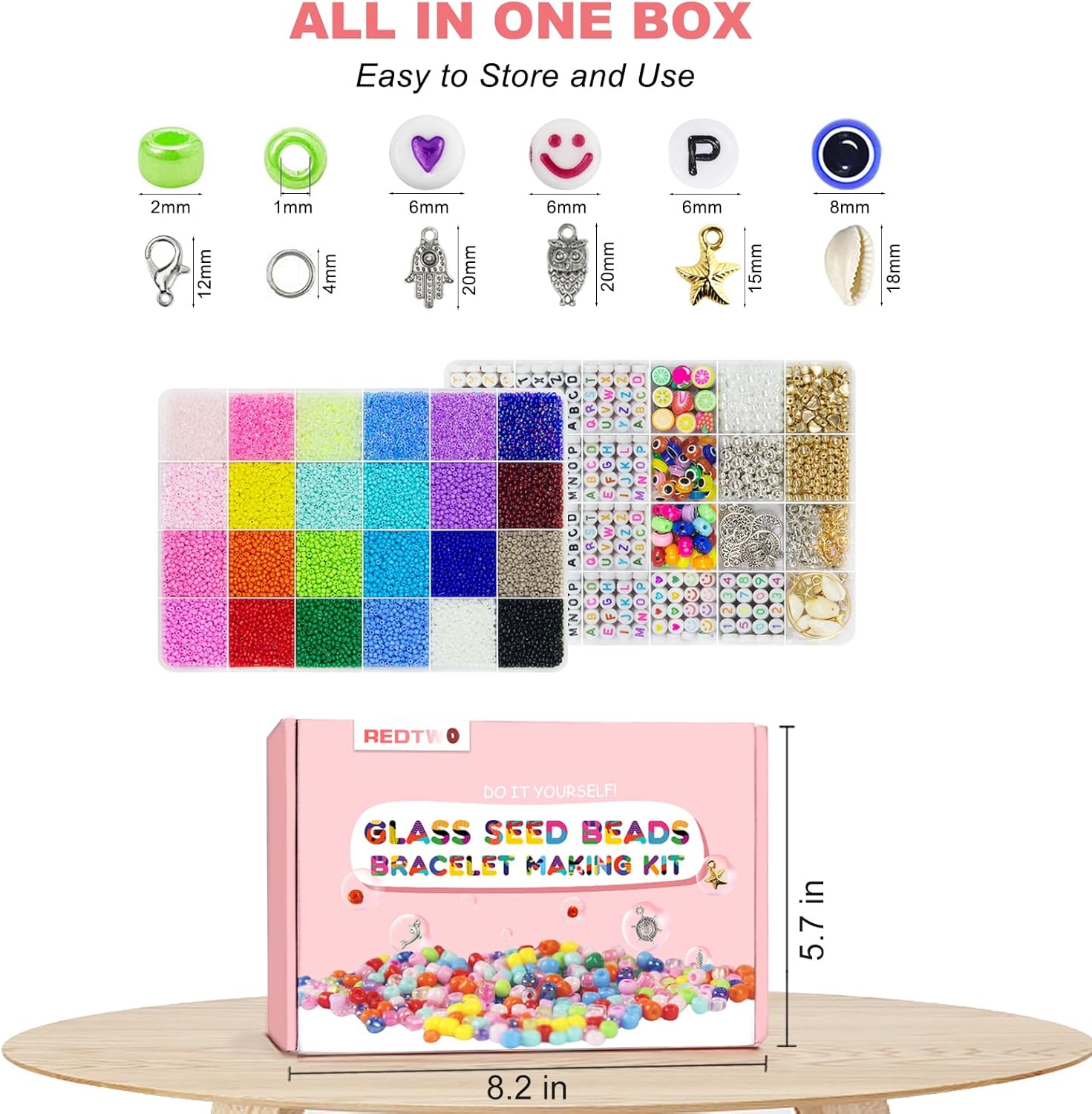 Redtwo 32500 cuentas de semillas de vidrio de 0.079 pulgadas para pulseras, kits de fabricación de joyas, cuentas pequeñas para pulseras de amistad,