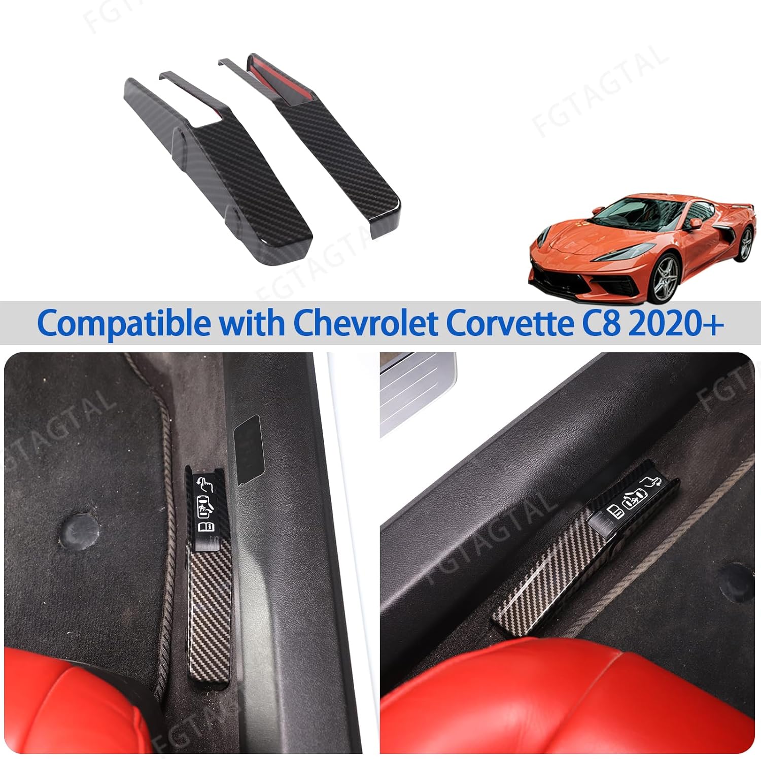 Tapacubos para interruptor de apertura forzada de puerta compatibles con Chevrolet Corvette C8 Stingray 2020-2024, accesorios adhesivos para