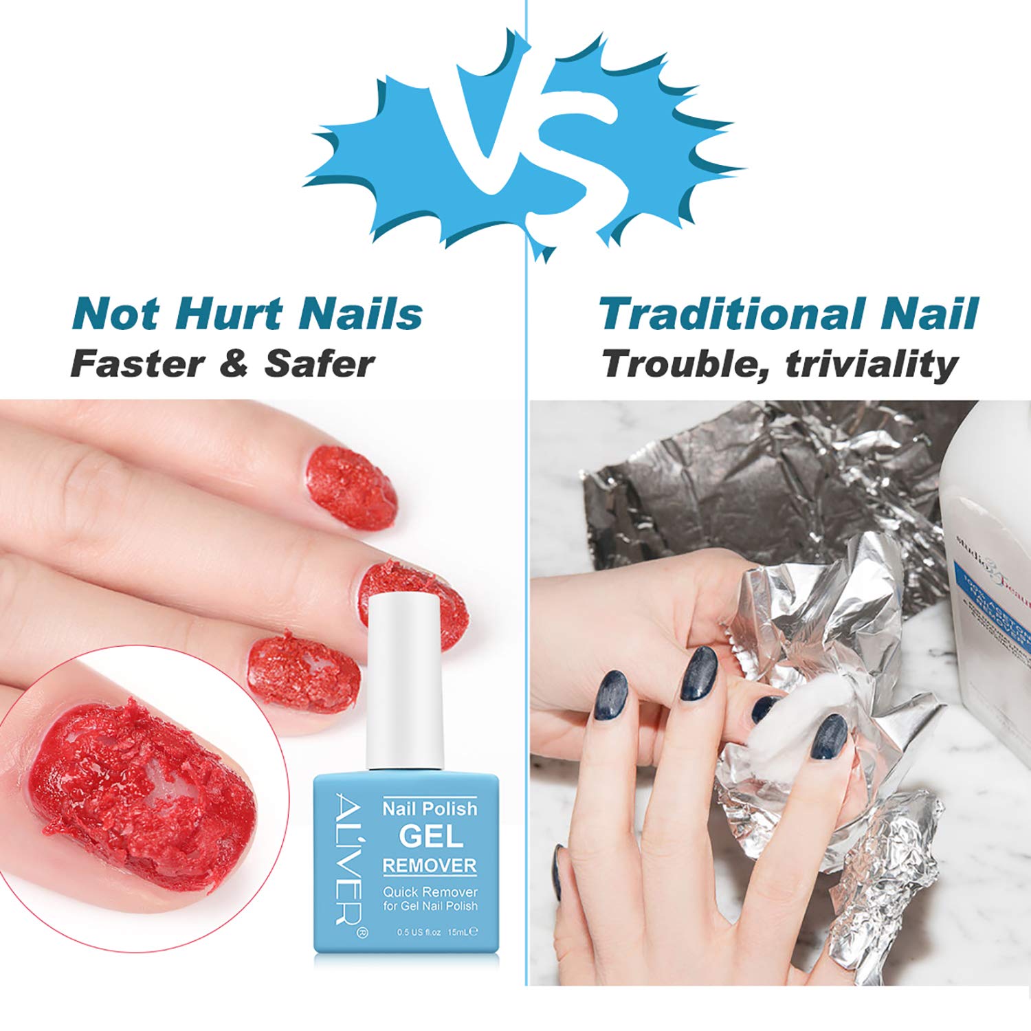 Removedor de esmalte de uñas de gel con 1 empujador de cutículas + 1 raspador de esmalte de uñas, elimina rápida y fácilmente el esmalte de uñas de