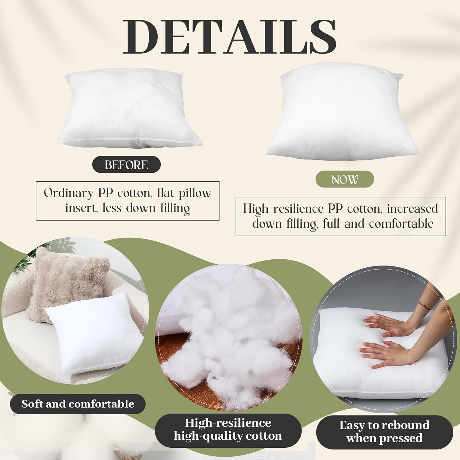 Paquete de 30 rellenos de almohada de 18 x 18 pulgadas, juego de almohadas cuadradas blancas a granel para cama y sofá, decoración para el día de