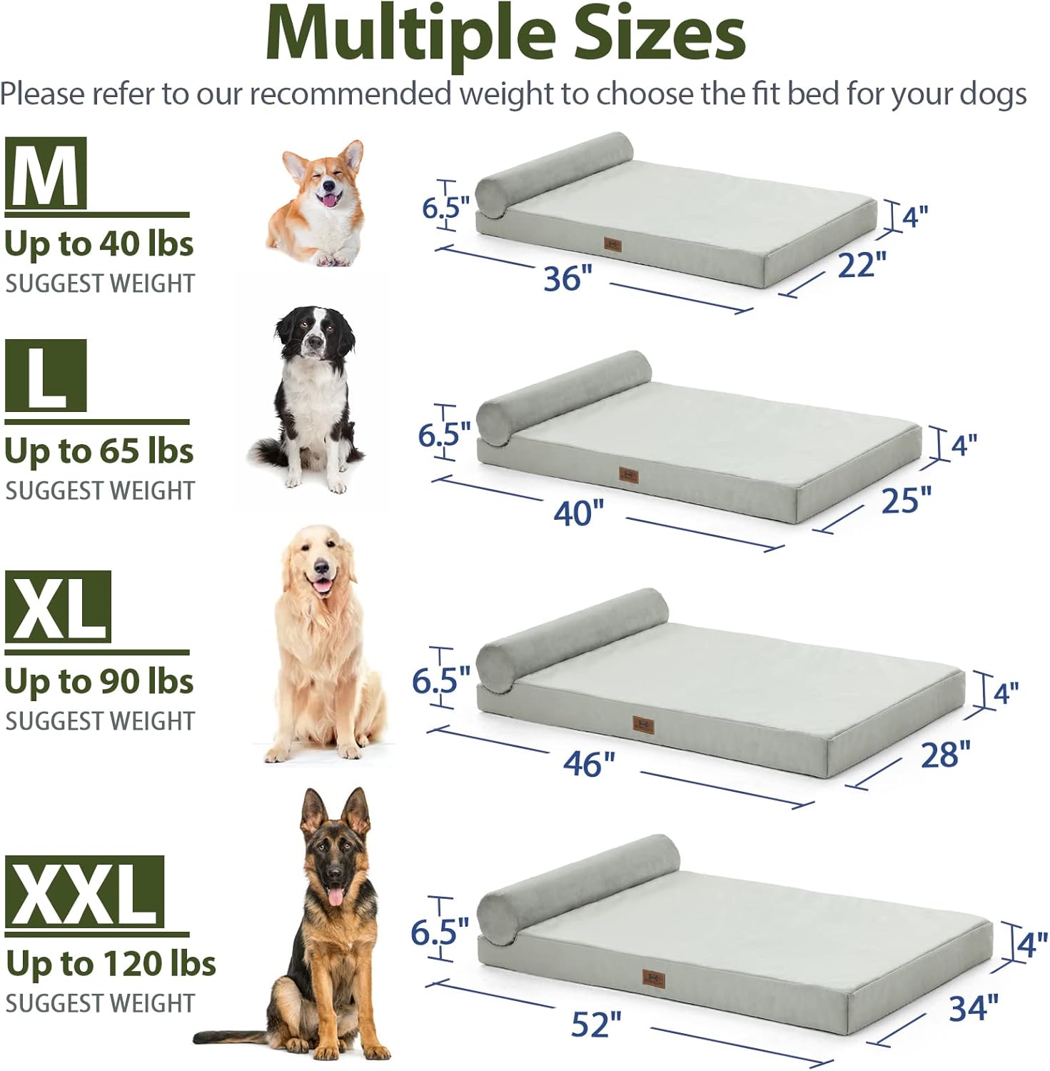 Bark Alley Cama extra grande para perro, cama ortopédica de espuma viscoelástica, sofá cama para perros con funda impermeable lavable para perros