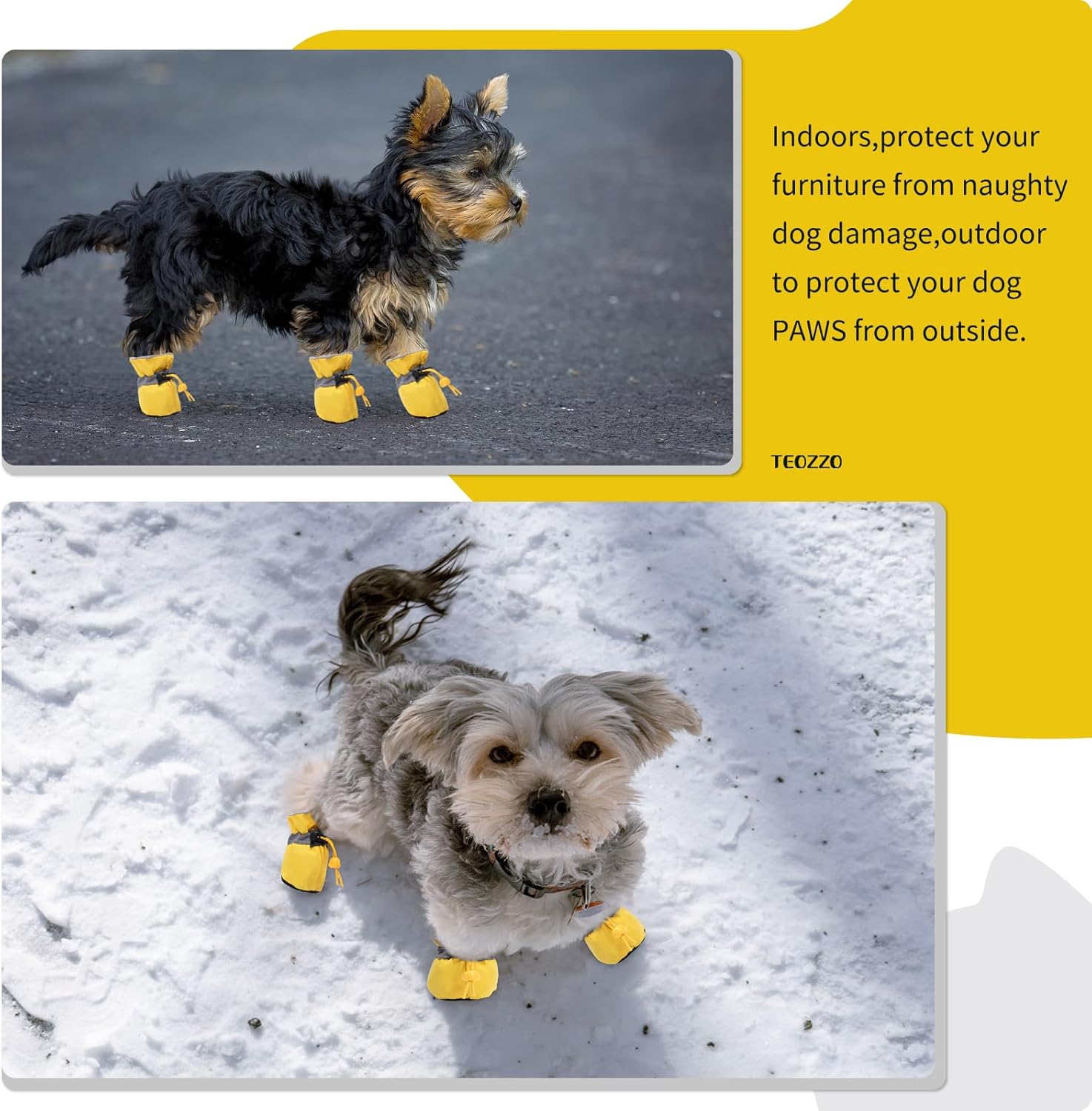 Zapatos para perro, botas y protector de patas, suela antideslizante, botines de invierno para perros con correas reflectantes, botas de nieve para
