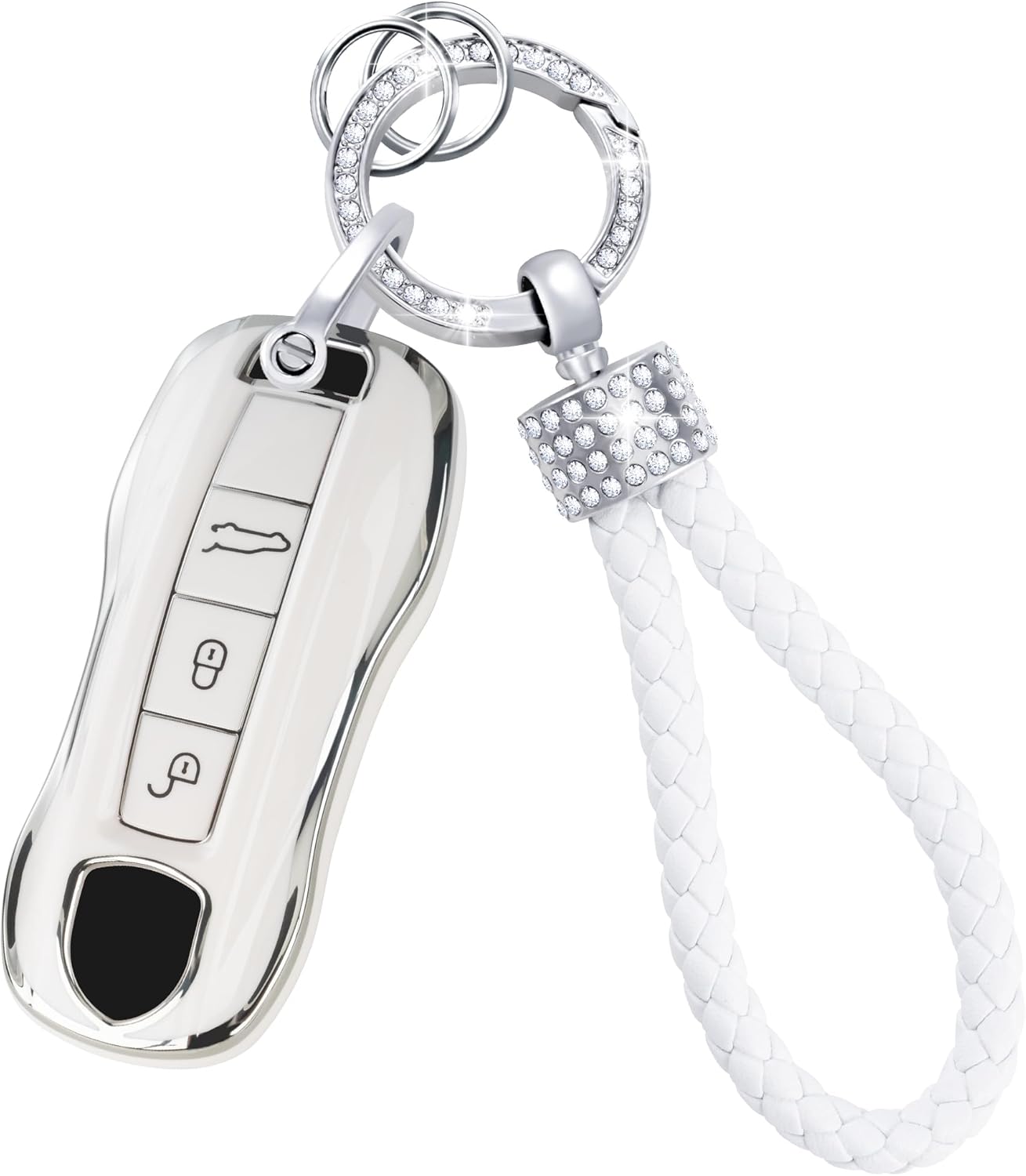Funda para llavero Porsche con llavero de diamante para 911 Cayenne Panamera TAYCAN 3 botones entrada sin llave Accesorios de control remoto