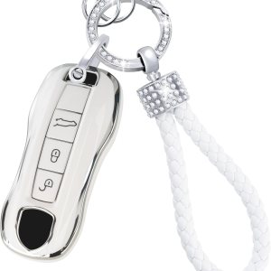 Funda para llavero Porsche con llavero de diamante para 911 Cayenne Panamera TAYCAN 3 botones entrada sin llave Accesorios de control remoto Funda para llavero Porsche con llavero de diamante para 911 Cayenne Panamera TAYCAN 3 botones entrada sin llave Accesorios de control remoto